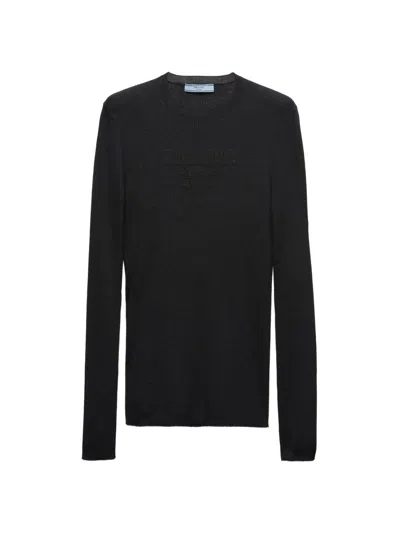 Prada Women's Superfine Wool Crew-neck Sweater In Black