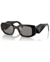 Prada Mirrored Rectangle Acetate Logo Sunglasses In Black Mirrored