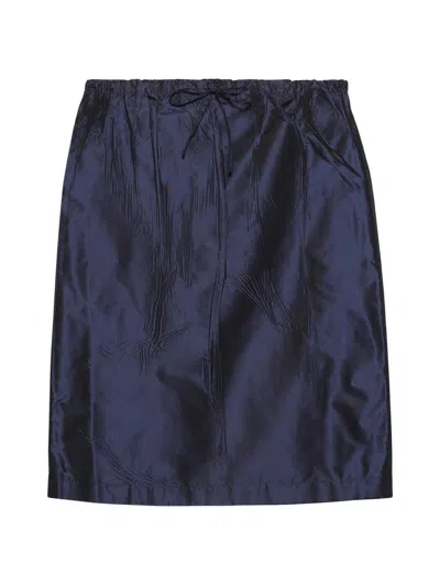Prada Women's Taffeta Midi Skirt In Blue