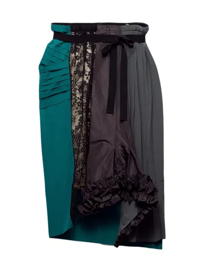 PRADA WOMEN'S TECHNICAL TAFFETA PATCHWORK SKIRT