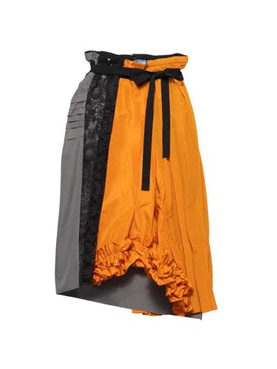 PRADA WOMEN'S TECHNICAL TAFFETA PATCHWORK SKIRT
