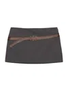 Prada Technical Wool Miniskirt In Brown
