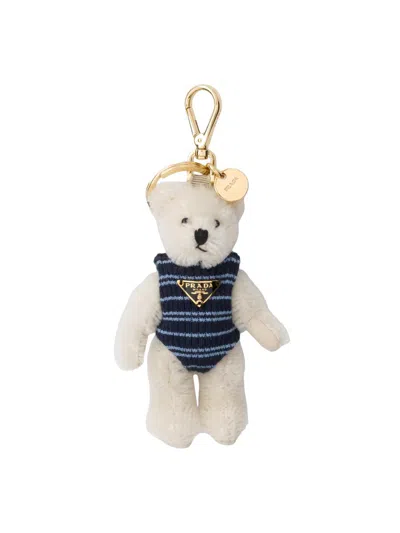 Prada Women's Teddy Bear Key Ring Charm With Metal Ring In Gold