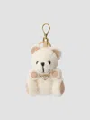 Prada Teddy Bear Key Ring Charm With Metal Ring In Neutral