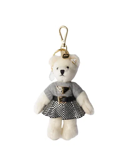 Prada Women's Teddy Key Ring Charm In White