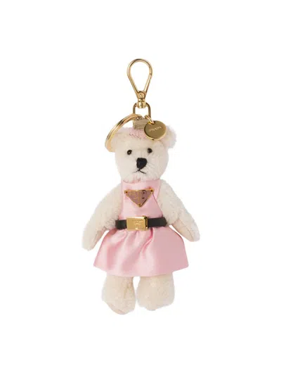 Prada Women's Teddy Keychain Charm In White
