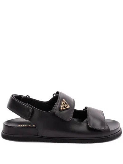 PRADA PRADA WOMEN TOUCH-STRAP LEATHER SANDALS