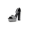 Prada Logo Crystal-embellished Platform Ankle-strap Sandals In Black