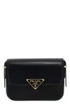 Prada Triangle Logo Shoulder Bag Shoulder Bags Black In Black