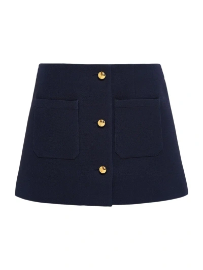 Prada Women's Tricotine Miniskirt In Blue