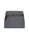 Prada Women Trompe-l'œil Belted Mini Skirt In Gray