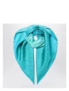 Prada Turquoise Printed Foulard In Twill Women In Light Blue