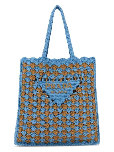 PRADA WOMEN'S TWO-TONE RAFFIA SHOPPING BAG | 1BG393VOOB2CQ2 COLOR F04F4