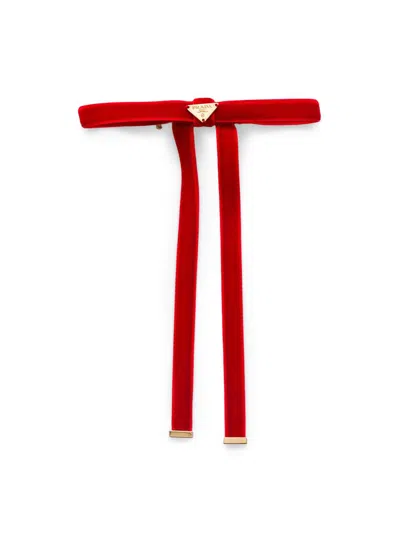 Prada Women's Velvet Hair Clip In Red