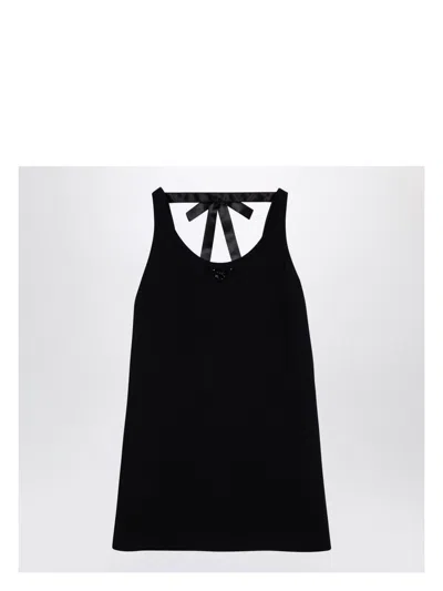 PRADA WOMEN'S VELVET MINI DRESS WITH BOWS