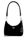 Prada Curved Black Shoulder Bag With Gold-tone Logo Plaque