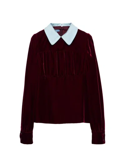 Prada Bordeaux Viscose Recycled Cupro Top In Blue
