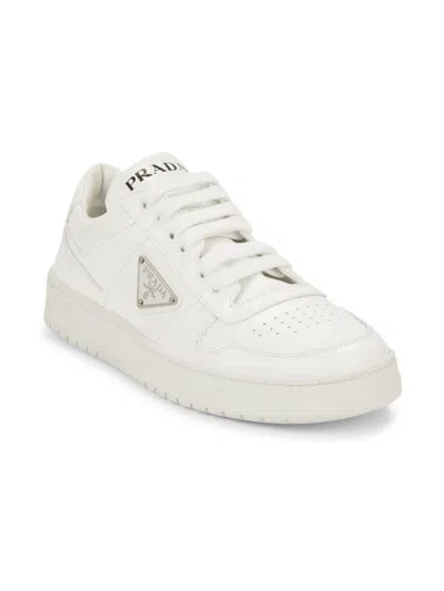 Prada Women's Vernice Downtown Leather Low-top Sneakers In White