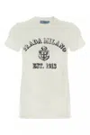Prada Stamped Logo Crew Neck T-shirt In White