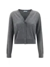 Prada Women Virgin Wool Cardigan In Gray