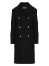 Prada Double-breasted Wool Coat In Blue