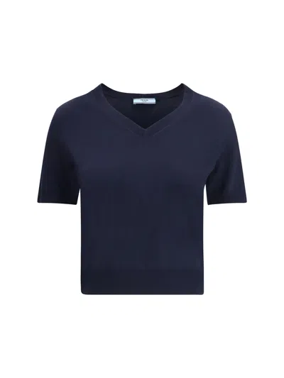 Prada Women Virgin Wool Sweater In Blue