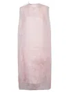 Prada Sheer Overlay Crew Neck Midi Dress In Multicolor