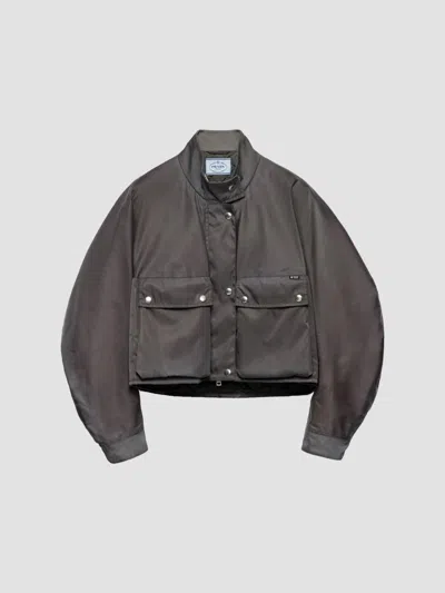 Prada Women's Washed Nylon Blouson Jacket In Grey