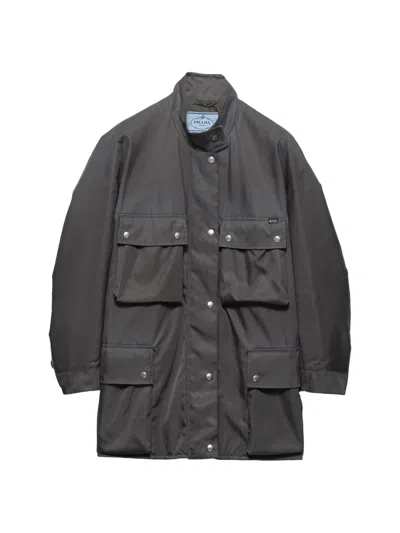 Prada Washed Re-nylon Rain Jacket In Gray