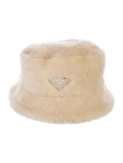 Pre-owned Prada Women's White Fur  Bucket Hat