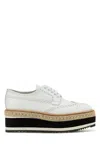 Prada Women White Leather Lace-up Shoes In Multi
