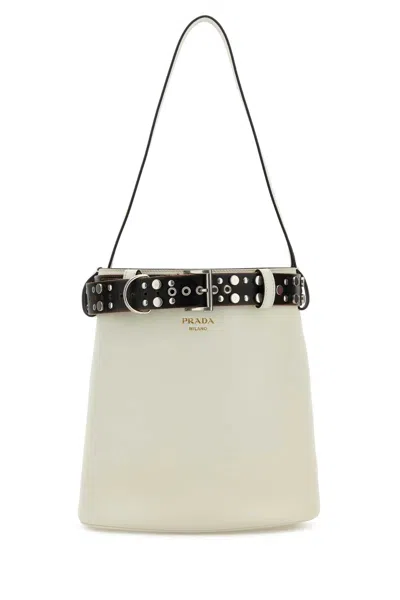Prada Women's Leatherbuckle Buckle Bag In White