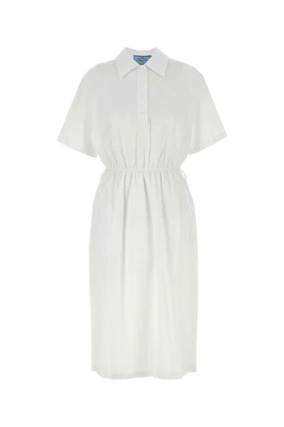 Prada Women White Poplin Shirt Dress