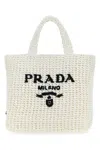 Prada Straw Handbag With Iconic Logoed Triangle In White