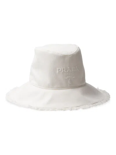 PRADA WOMEN'S WIDE BRIMMED DRILL BUCKET HAT