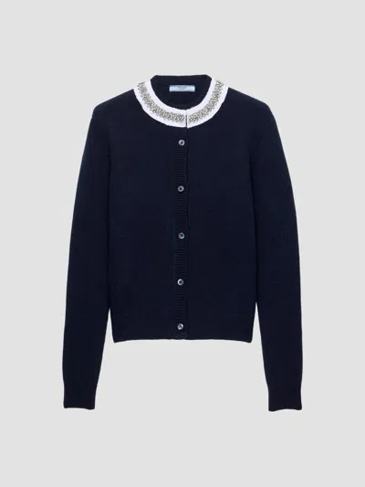 Prada Women's Wool And Cashmere Cardigan In Blue