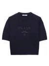 Prada Short-sleeved Knit Sweater In Blue