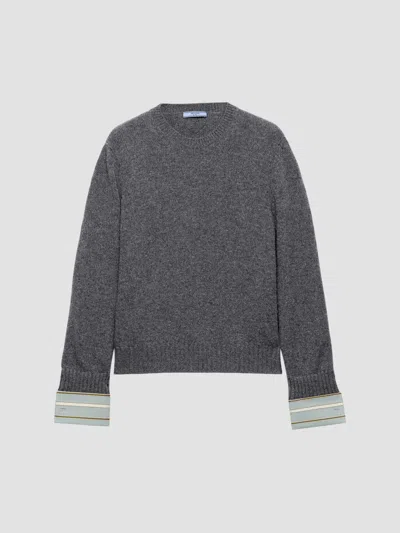 Prada Wool Cashmere Sweater Layered Shirt Cuffs In Multi