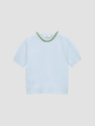 Prada Women's Wool And Cashmere Crew-neck Sweater In Sky Blue