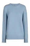 Prada Ribbed Crew Neck Knitwear With Soft Texture In Light Blue