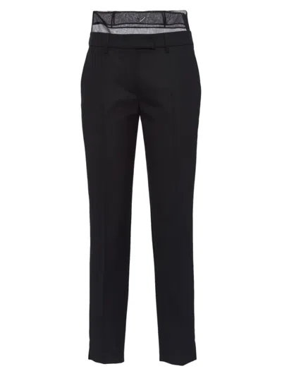 Prada Women's Wool And Crinoline Pants In Black