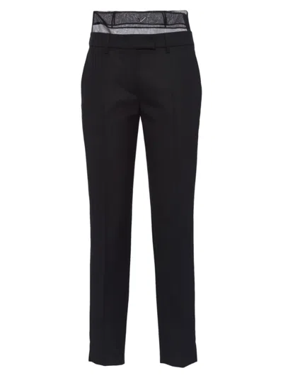 Prada Layered Tailored Trousers In Black