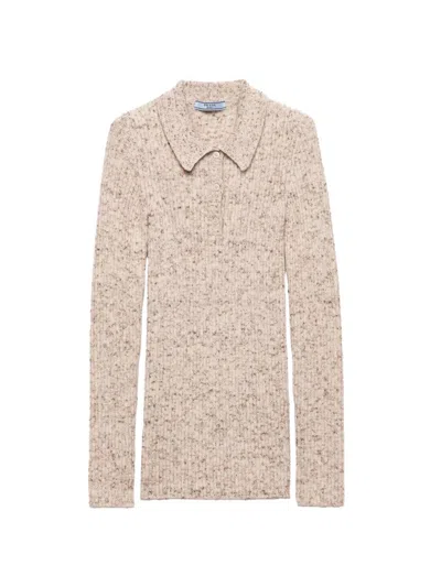 Prada Women's Wool And Linen Polo Sweater