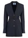 Prada Women Single-breasted Light Mohair Jacket In Blue