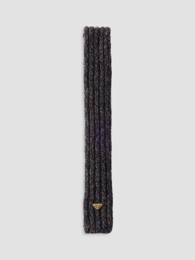 Prada Women's Wool And Mouline Cashmere Scarf In Blue