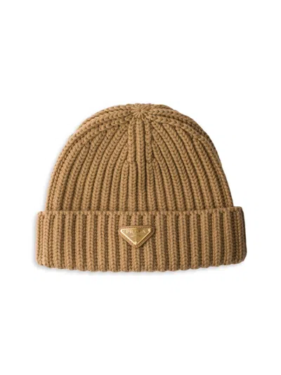 Prada Women's Wool Beanie In Brown