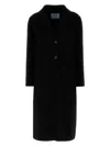Prada Cappotto In Misto Lana Nera Donna