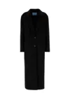 Prada Cappotto In Misto Lana Nera Donna