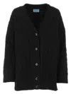 Prada V Neck Cable Knit Cardigan In Luxurious Wool Blend