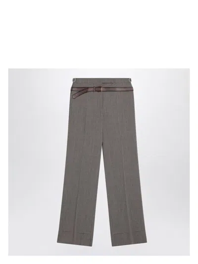 PRADA WOMEN'S WOOL BLEND TROUSERS WITH PRINTED BELT